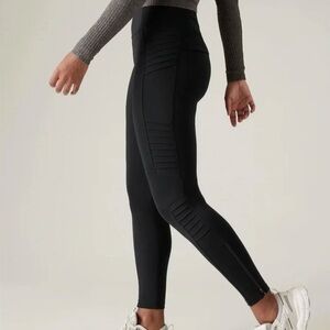 Athleta Delaney Moto Tight Leggings - Black - Size Medium